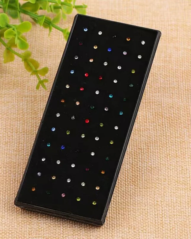 60pcs/lot Stainless Steel Crystal Rhinestone Nose Rings Body Jewelry Nose Studs Hooks Body Piercing Faux