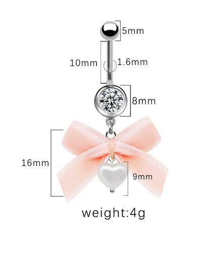 Beautiful Bow Belly Button Ring for Women Heart-shaped Belly Piercing Jewerly Surgical Steel Body Piercing Jewelry