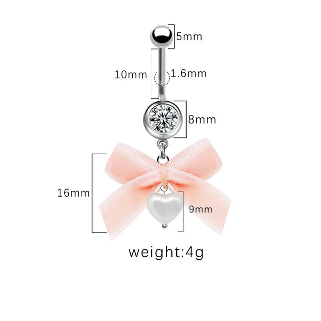 Beautiful Bow Belly Button Ring for Women Heart-shaped Belly Piercing Jewerly Surgical Steel Body Piercing Jewelry