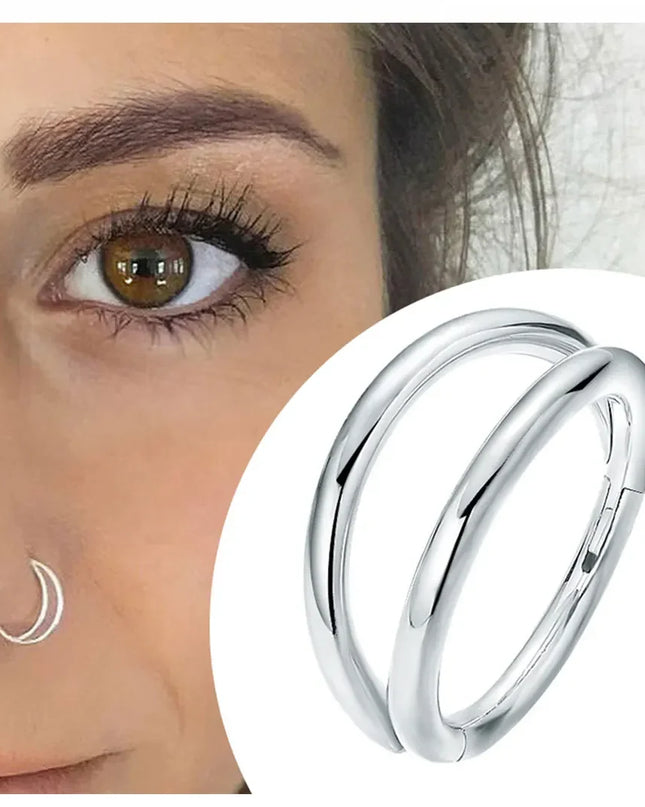 Nose Rings Hoops Double Septum Rings Cartilage Hoop Earring Piercing Nariz Open Stacked Hoop Nose Rings for Women and Men Gift