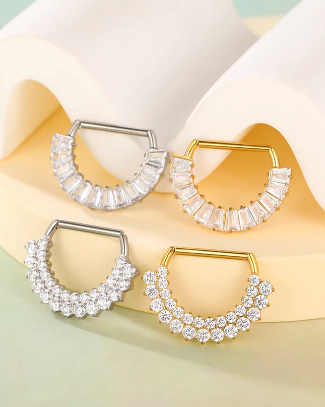 1Pc G23 Titanium CZ Zircon D Shape Nipple Piercing Ring 14G 14mm Nipple Barbell Jewelry Women Girl Nipple Shield Jewelry