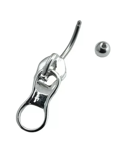 Punk Belly Button Rings Stainless Steel Navel Nail Creative Zipper Navel Ring For Women Girls Body Piercing Jewelry Gifts