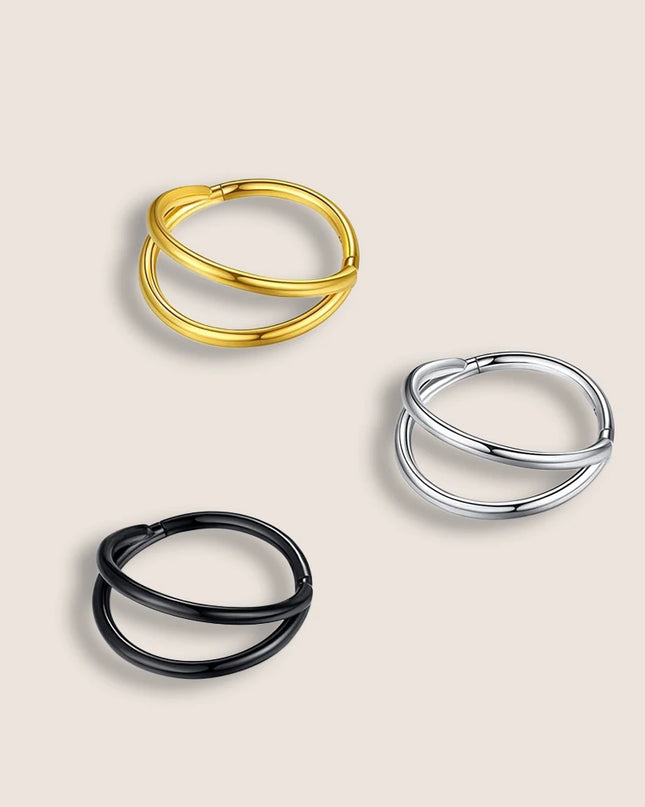 Double Nose Rings Hoops, Septum Cartilage Hoop Earrings, Open Stacked Nose Rings for Women and Men, Piercing Jewelry Gift.