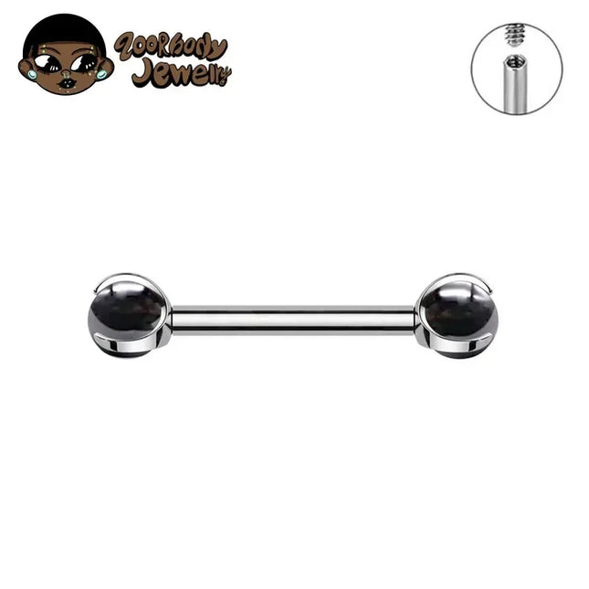 ASTM F136 Titanium Nipple Piercing 14G Internally Threaded Straight Barbell with Crystal Tongue Ring Nipple Industrial Piercing