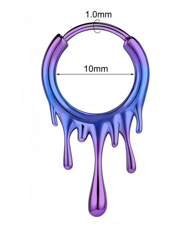 1Pcs Ombre Color Stainless Steel Nose Ring 18G Septum Ring Lava Irregular Pattern Earring Jewelry 10mm