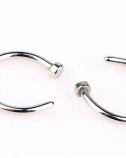 2PCS Stainlees Steel C Shape Nose Ring Women Girls Fake Piercing Hoop Stud Female Body Jewelry Party Gift