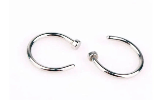 2PCS Stainlees Steel C Shape Nose Ring Women Girls Fake Piercing Hoop Stud Female Body Jewelry Party Gift
