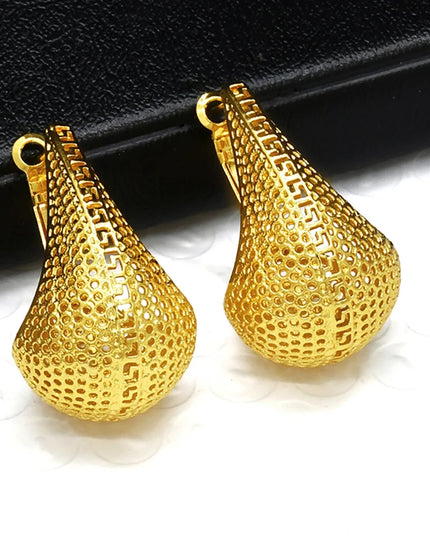 Dubai Simple Fashion Gold Plated Hollow Pierced Earrings Piercings Cartilage Ear Ring for Women Bride Ornament Gift Fine Jewelry