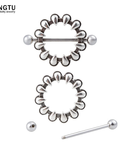 2PCS Surgical Steel Nipple Rings Piercing Jewelry Heart Women Sexy Hiphop Nail Clips Nipple Clamps Pierced Body Jewelry Gift
