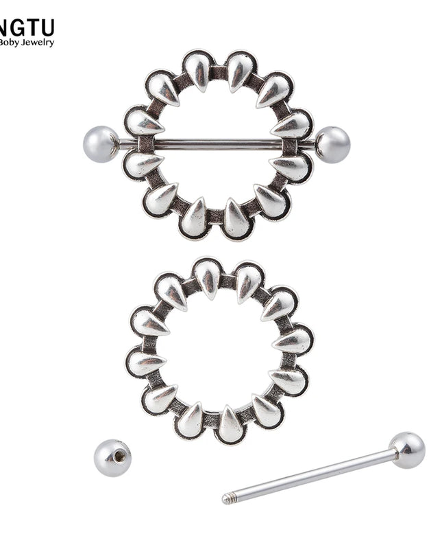 2PCS Surgical Steel Nipple Rings Piercing Jewelry Heart Women Sexy Hiphop Nail Clips Nipple Clamps Pierced Body Jewelry Gift