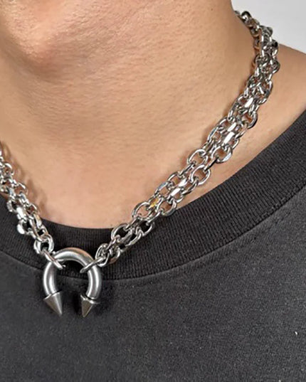 Nose Ring Pendant Necklace Men's And Women's Personality Exaggerated Stainless Steel Fashionable Trendy Punk Jewelry Accessories