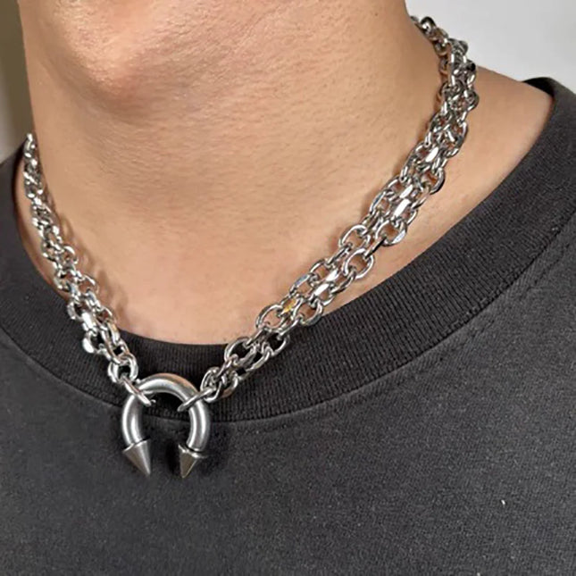 Nose Ring Pendant Necklace Men's And Women's Personality Exaggerated Stainless Steel Fashionable Trendy Punk Jewelry Accessories