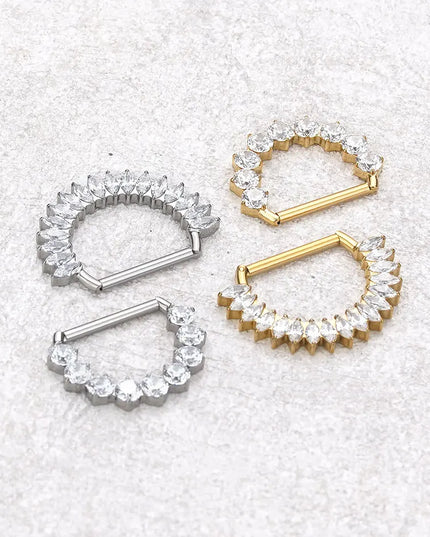 1Pc G23 Titanium CZ Zircon D Shape Nipple Piercing Ring 14G 14mm Nipple Barbell Jewelry Women Girl Nipple Shield Jewelry