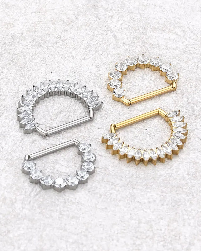 1Pc G23 Titanium CZ Zircon D Shape Nipple Piercing Ring 14G 14mm Nipple Barbell Jewelry Women Girl Nipple Shield Jewelry