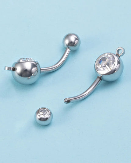 1/4pcs Belly Button Rings DIY Jewelry Making Supplies Findings Pendant Navel Stud Stainless Steel Barbell Piercing Body Jewelry
