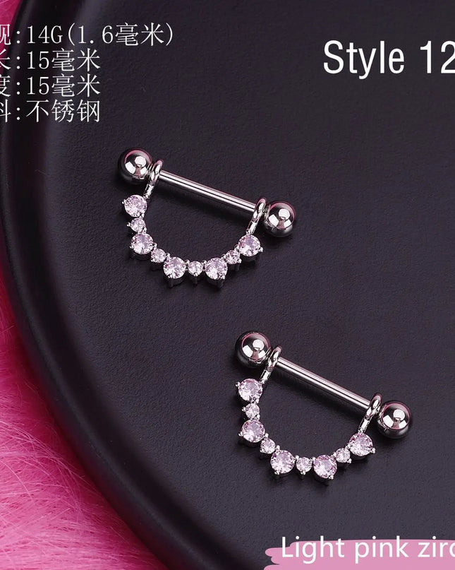 Retro Snake Nipple Piercing Jewelry Shiny Crystal Bunny Rabbit Nipple Rings For Women Girls Heart Nipple Barbells Piercing Pezon