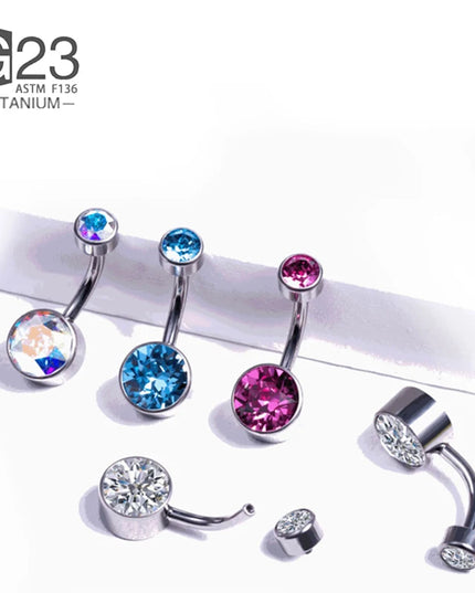 G23 Titanium Belly Button Rings Navel Ring Zircon Drop Dangle Body Belly Piercing Jewelry For Women Ombligo Navel Nombr Rings