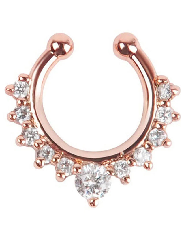 1pc New Fake Piercing Jewelry Clip On Nose Septum Ring for Women Fake Nose Rings Hoop Crysta Faux Non Pierced Nose Ring Earrings