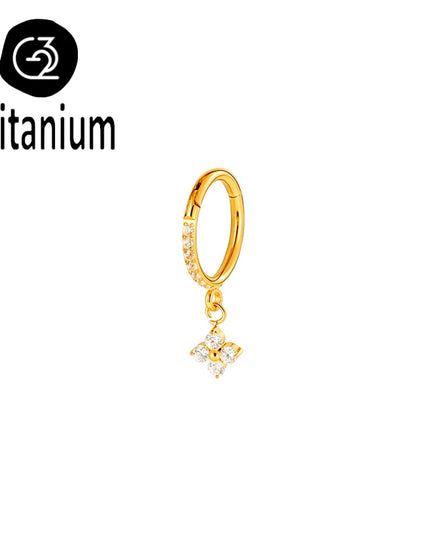 ASTM F136 Titanium Nose Rings Hoop Septum with CZ Flower Clicker Piercing Ear Cartilage Tragus Helix Rook Daith Earrings Jewelry
