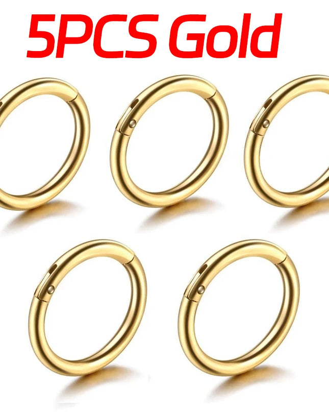 Nose Rings Septum Piercing Clicker Nose Hoops Piercings Titanium Hinged Segment Rings Helix Piercing Unisex Body Jewelry Earring