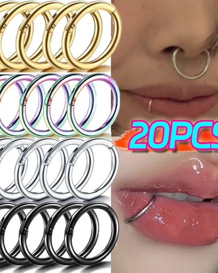 Nose Rings Septum Piercing Clicker Nose Hoops Piercings Titanium Hinged Segment Rings Helix Piercing Unisex Body Jewelry Earring