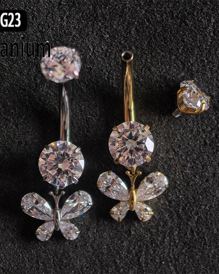 Belly Piercing Button Rings G23 Titanium ASTM F136 14g Internally Threaded Navel Ring Earrings Sexy Button Piercing Body Jewelry