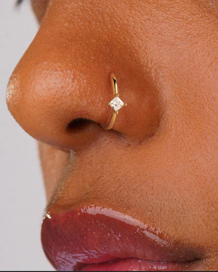 AIDE 1PC 925 Sterling Silver Pierceing Nose Ring Simple Round Twist Rope Nose Ring Women Ear Bone Ring Jewelry Nose Rings