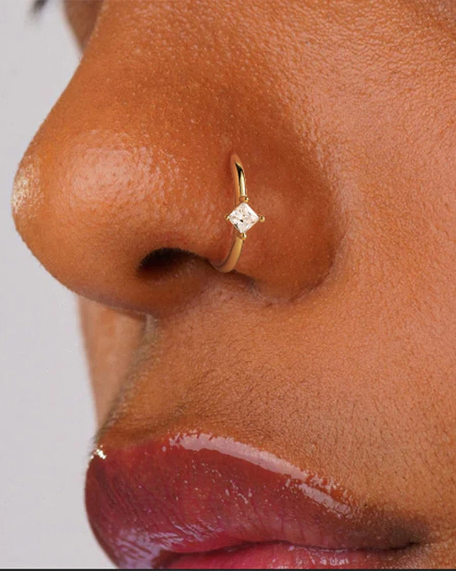 AIDE 1PC 925 Sterling Silver Pierceing Nose Ring Simple Round Twist Rope Nose Ring Women Ear Bone Ring Jewelry Nose Rings