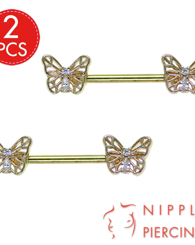 1Pair Surgical Steel Nipple Rings Nipple Piercing Bar Jewelry for Women Men with Sparkle CZ 14G Barbell Body Jewelry Accessories