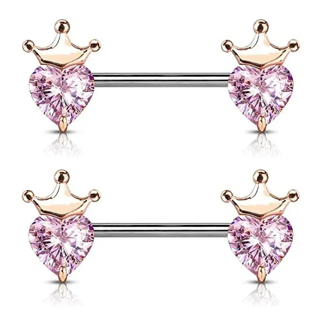 2 Pcs Stainless Steel Pink Nipple Piercing Jewelry Heart Wings Niplple Barbell Moon Devil Nipple Rings Body Piercing Pezon Mujer