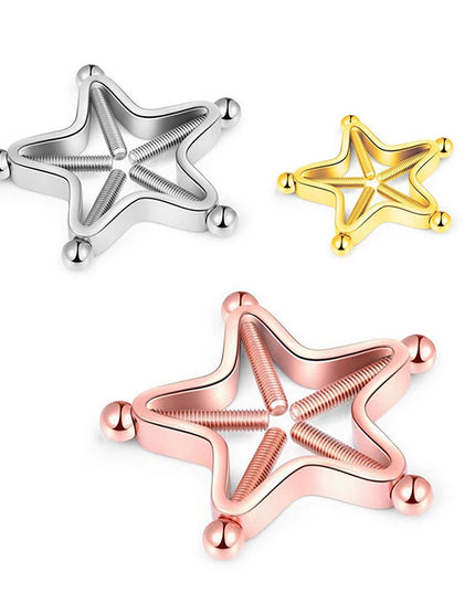 ● 1Pc Stainless Steel Adjustable Nipple Rings For Women, Star Shaped Clip On Nipple Ring Fake Nipple Piercing Jewelry