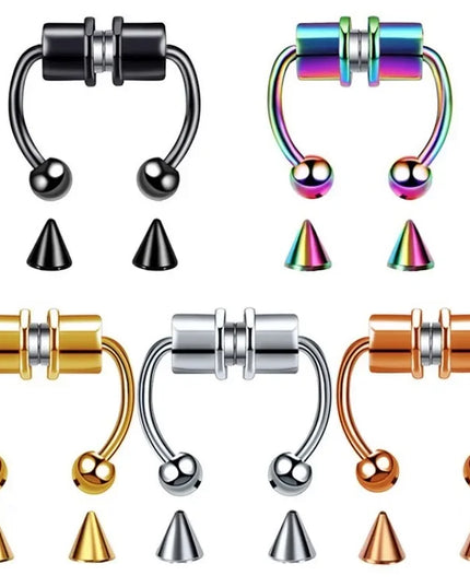 Stainless Steel Magnet Nose Ring Fake Piercing Horseshoe Rings Nose Clip Non-pierced Nose Hoop Fashion Women Men Body Jewelry