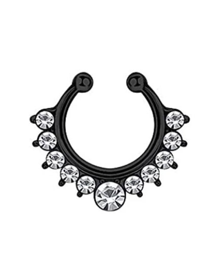5pcs Wholesale Nose Piercing Fake Septum Ring Rhinestone Crystal Metal Faux Percing Nose Rings For Women Lady Punk Body Jewelry