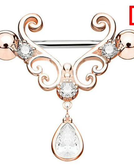 Straight Rod Snake Wing Nipple rings Breast Ring Heart Shaped Adjustable Nipple Piercing Human Jewelry