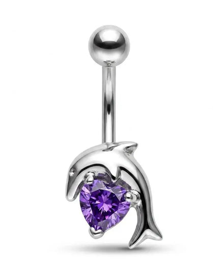 Belly Button Rings Mixed Purple Zircon Dangle Design Stainless Steel Durable Navel Rings for Daily Outfit Matching