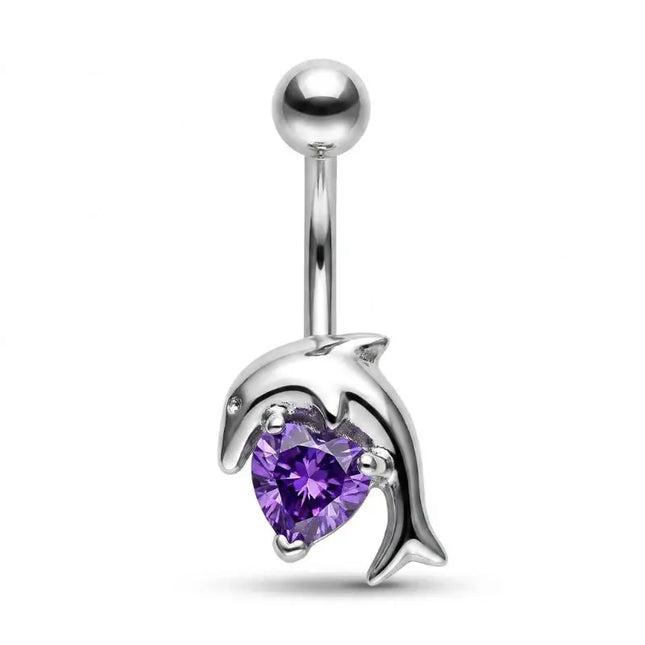 Belly Button Rings Mixed Purple Zircon Dangle Design Stainless Steel Durable Navel Rings for Daily Outfit Matching