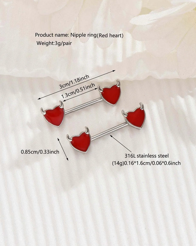 2pcs Angel Wings Nipple Piercing 14G Flower Heart Daemon Oxhead Shield Bar Barbell Nipple Ring Nombril Breast Cover Jewelry