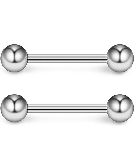 2Pcs 14G Surgical Steel Tongue Ring Nipple Shield Barbell Ring Bar Nipplerings Body Piercing Jewelry for Women Men 14/16/18mm