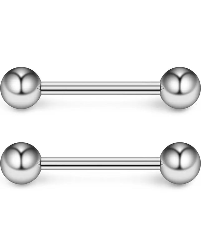 2Pcs 14G Surgical Steel Tongue Ring Nipple Shield Barbell Ring Bar Nipplerings Body Piercing Jewelry for Women Men 14/16/18mm