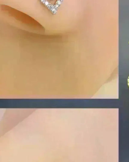L Shaped Nose Studs Rings Cute Heart Moon Shiny Zircon Gold Silver Color Nose Piercing For Women Girl Nostril Jewelry
