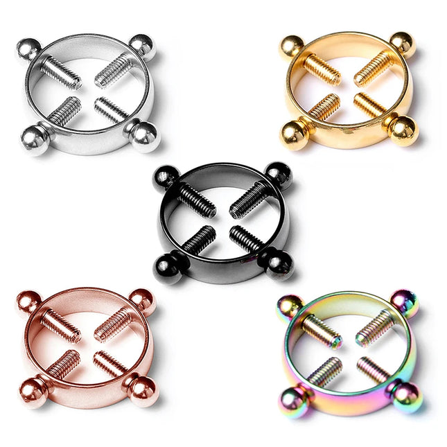 1Pcs Adjustable Stainless Steel Nipple Ring Clip-On Fake Nipple Piercing Jewelry for Women Various Colors Available