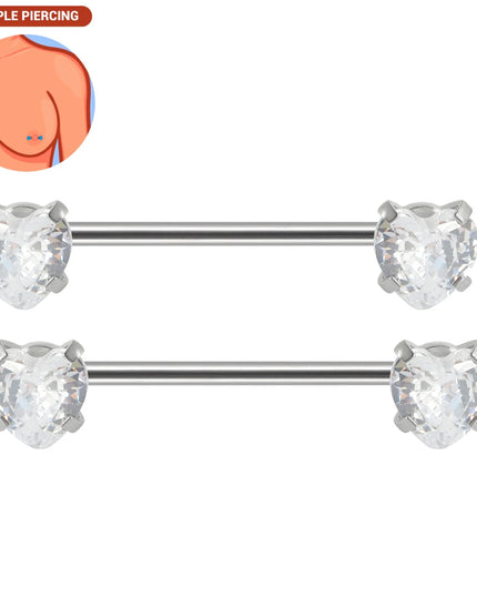1pair Nipple Piercing Stainless Steel Nipple Rings CZ Butterfly Heart Nipple Barbell For Women Girls 16G Body Piercing Jewelry