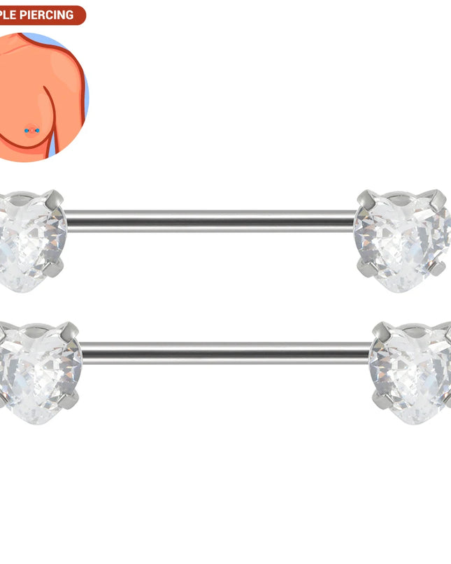 1pair Nipple Piercing Stainless Steel Nipple Rings CZ Butterfly Heart Nipple Barbell For Women Girls 16G Body Piercing Jewelry