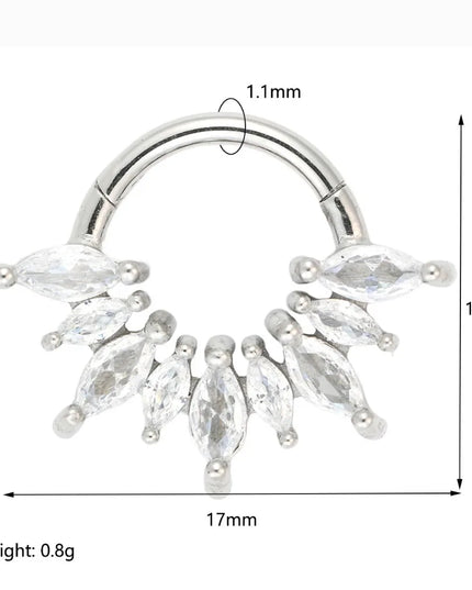 1/4 Pcs 316 Stainless Steel Closed Hinge Inlaid Purple, Pink, White, Orange 5A Zircon Pierced Nose Ring Earrings