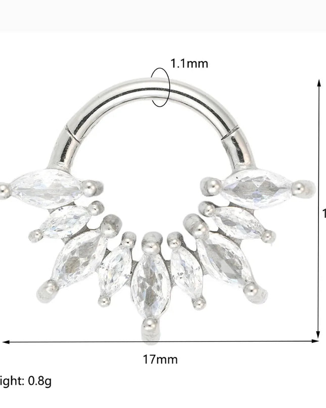 1/4 Pcs 316 Stainless Steel Closed Hinge Inlaid Purple, Pink, White, Orange 5A Zircon Pierced Nose Ring Earrings
