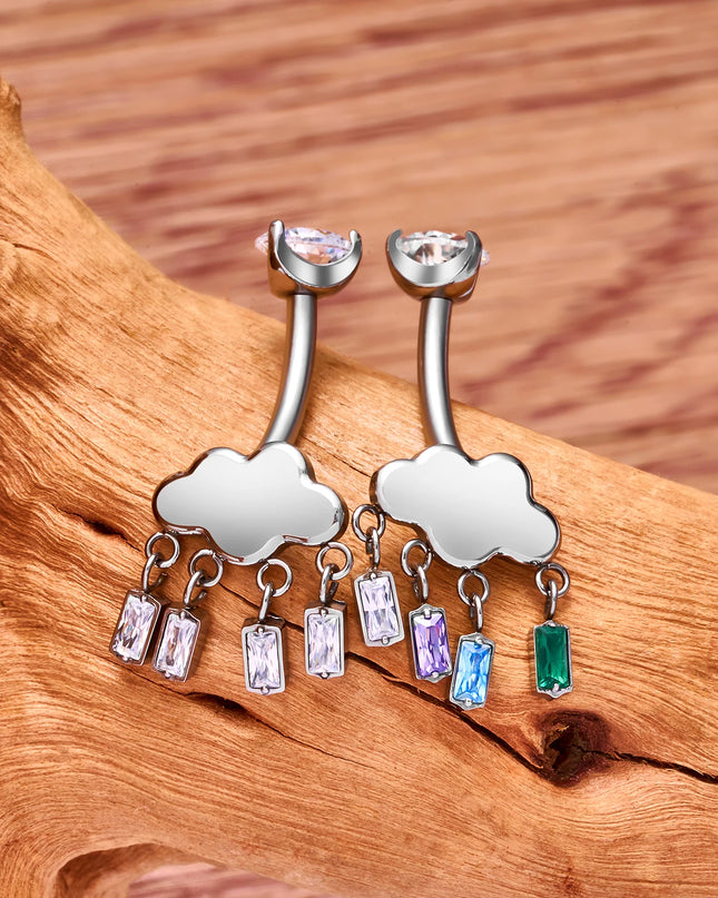 F136 G23 Titanium Belly Button Rings Hypoallergenic Internal Thread Butterfly Cloud Heart with Crystals Body Piercing Jewelry