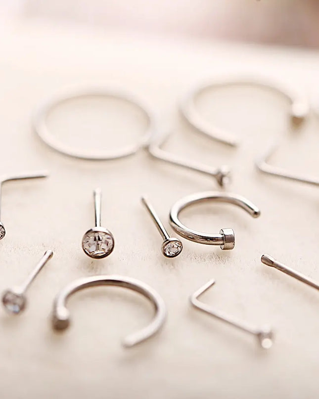 22 Pcs Of Suit Fake Nose Ring Earrings Fashion Punk Non-nose-piercing Septum Women Jewelry