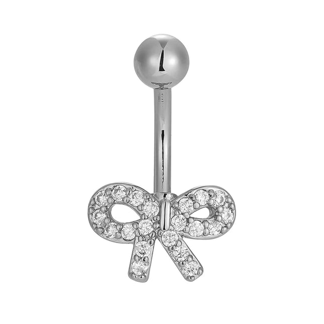 1PC 14G Surgical Steel Belly Button Rings Bow Butterfly Snake Cubic Zirconia Belly Button Barb Ombligo Piercing Jewelry