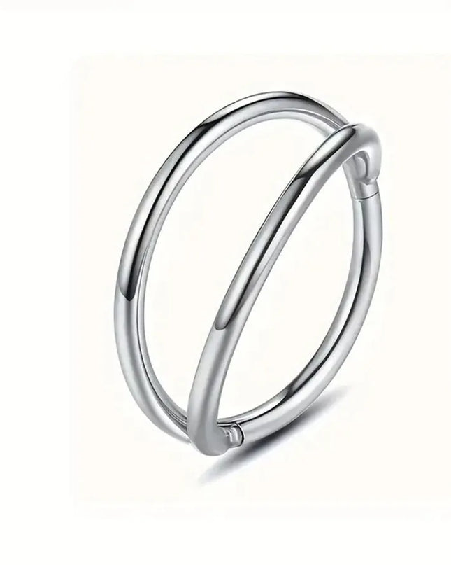 Double Nose Rings Hoops, Septum Cartilage Hoop Earrings, Open Stacked Nose Rings for Women and Men, Piercing Jewelry Gift.