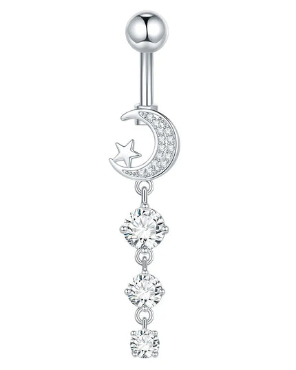  1pc Belly Button Piercing for Women Zircon Moon Butterfly Belly Button Ring Cartilage Navel Earring Jewelry Piercing ombligo